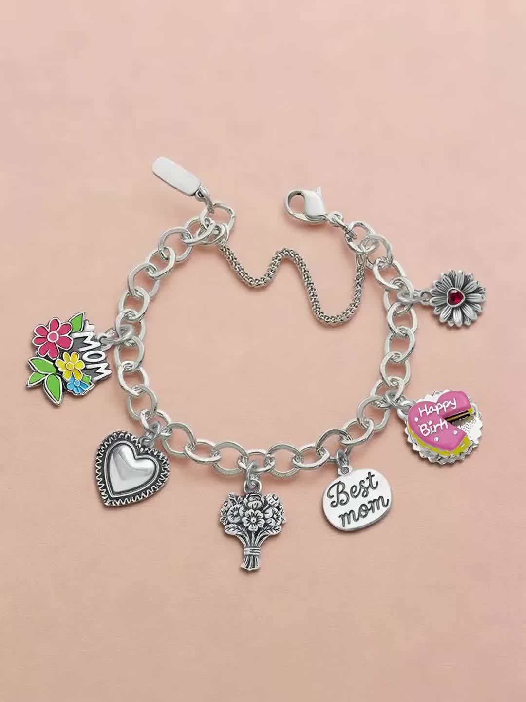 925 Silver Spring Flower Rabbit Vintage DIY Pendant Bracelet